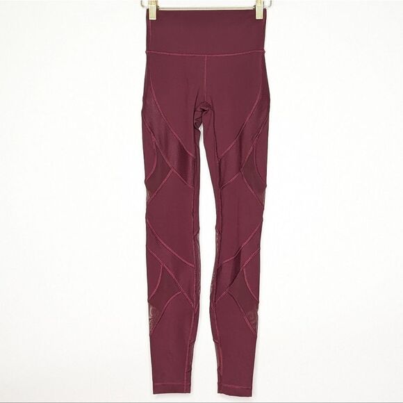 Lululemon Wunder Under High-Rise Tight 28" Mesh Garnet Wine Red Legging - Picture 3 of 10